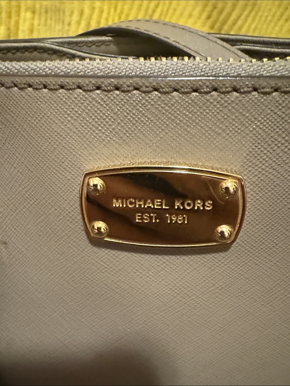 Michael Kors Taupe Saffiano Satchel with Gold Hardware with matching wallet - Picture 2 of 16
